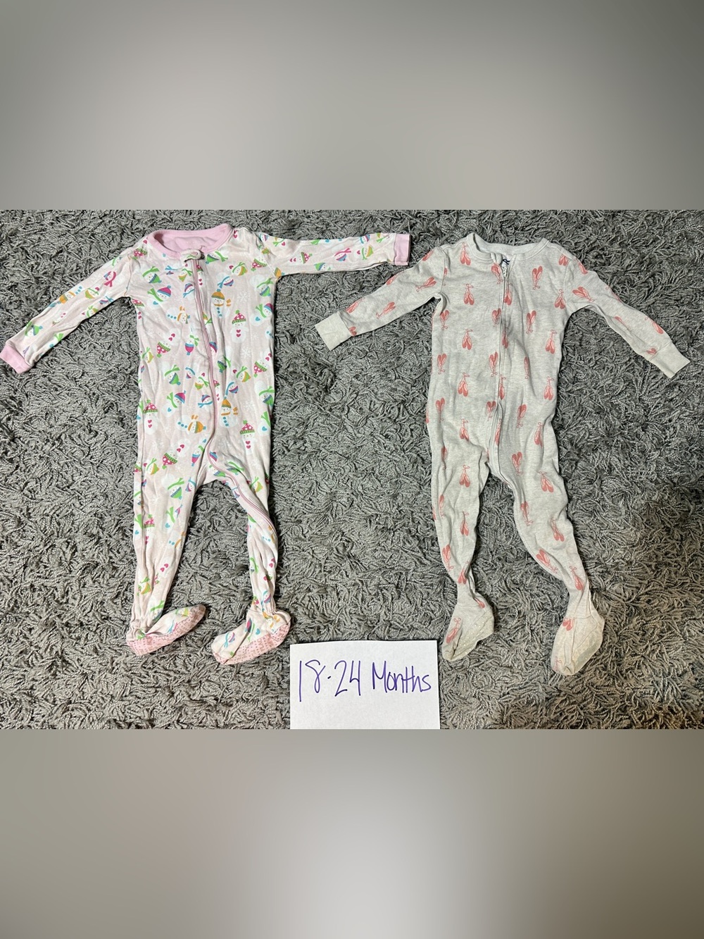 Place Pink Cupcake & Gray Ballet Footed Pajamas